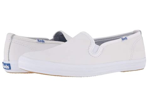 white leather slip on keds.